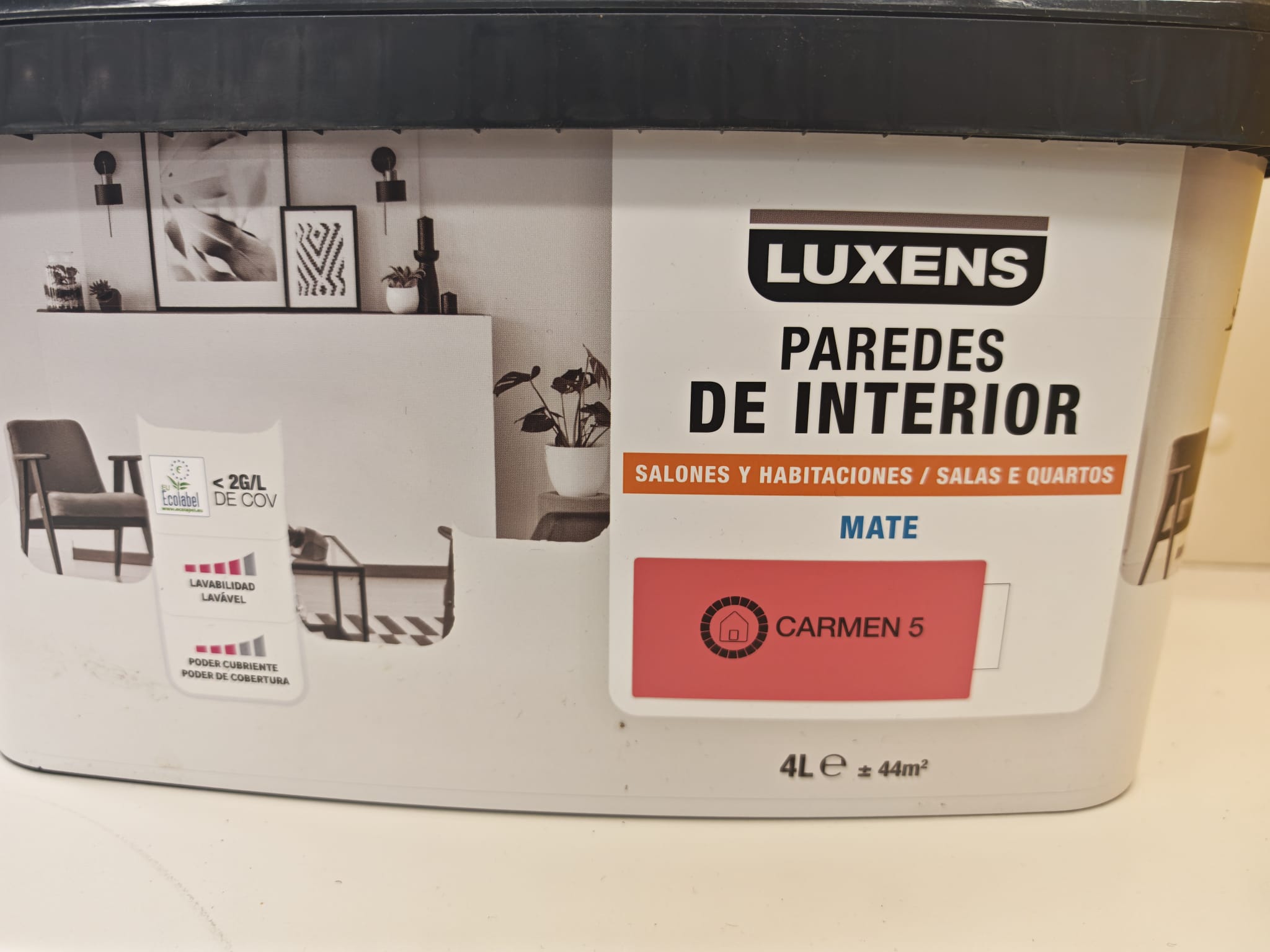 Luxens Innenwandfarbe Mate Carmen 5 4L matte Wandfarbe für Innenräume