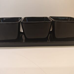 Keramik Dip-Schalen Set 3-teiliges Schalen-Set mit Tablett