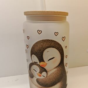Glasbecher mit Spruch Pinguin