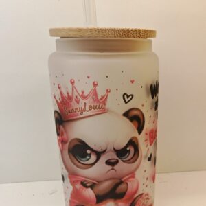 Galsbecher mit Spruch und Motiv Panda