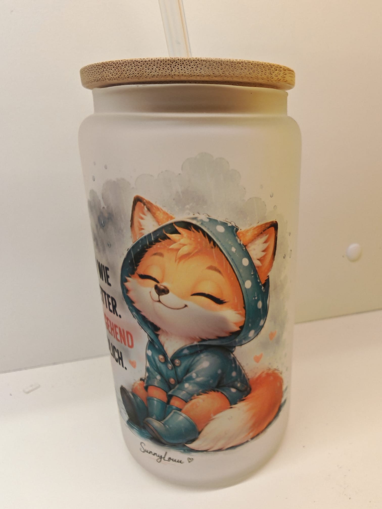 Glasbecher mit Fuchs-Motiv
