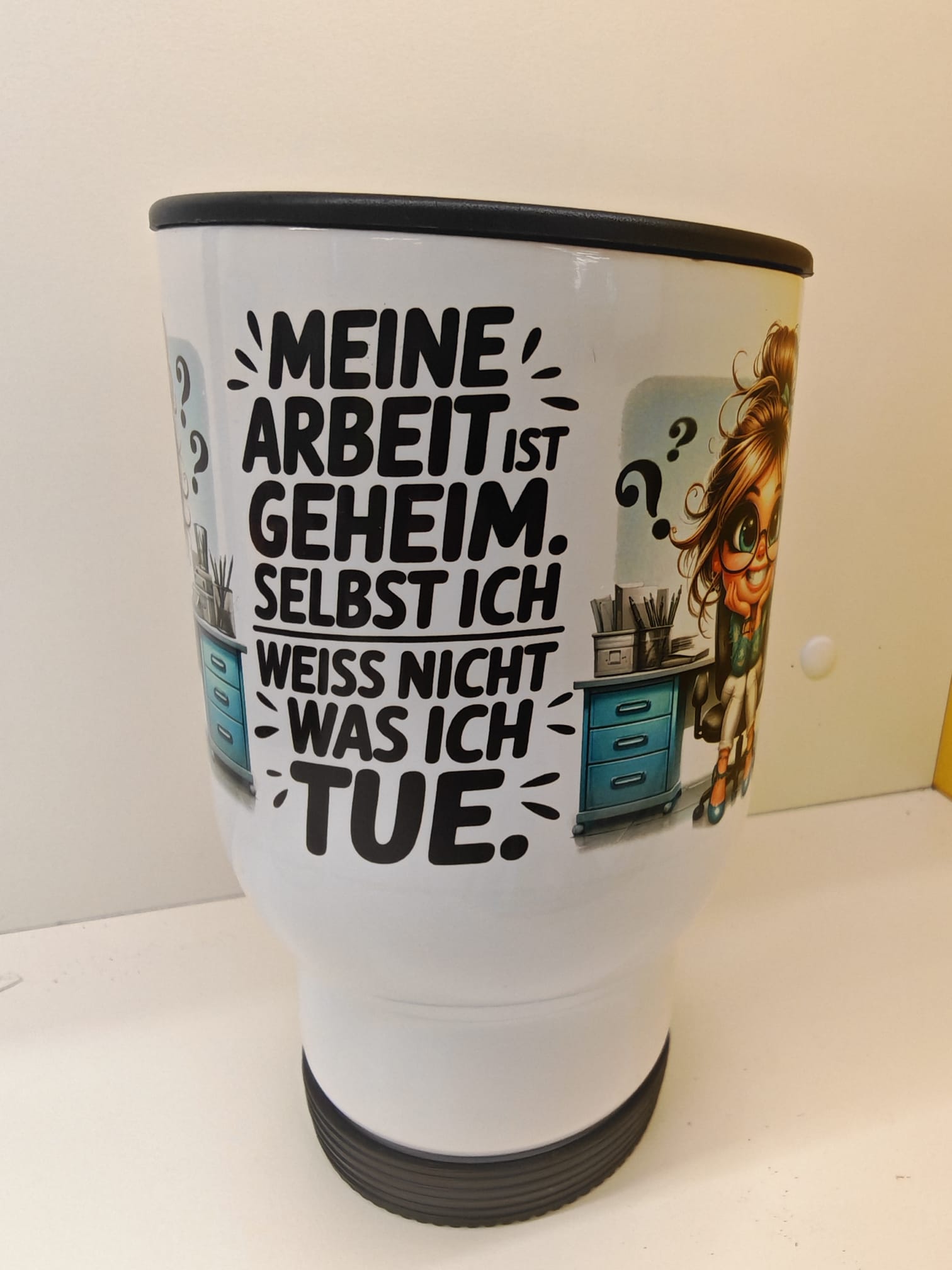 Lustiger Thermobecher "Geheime Arbeit" – Bild 2
